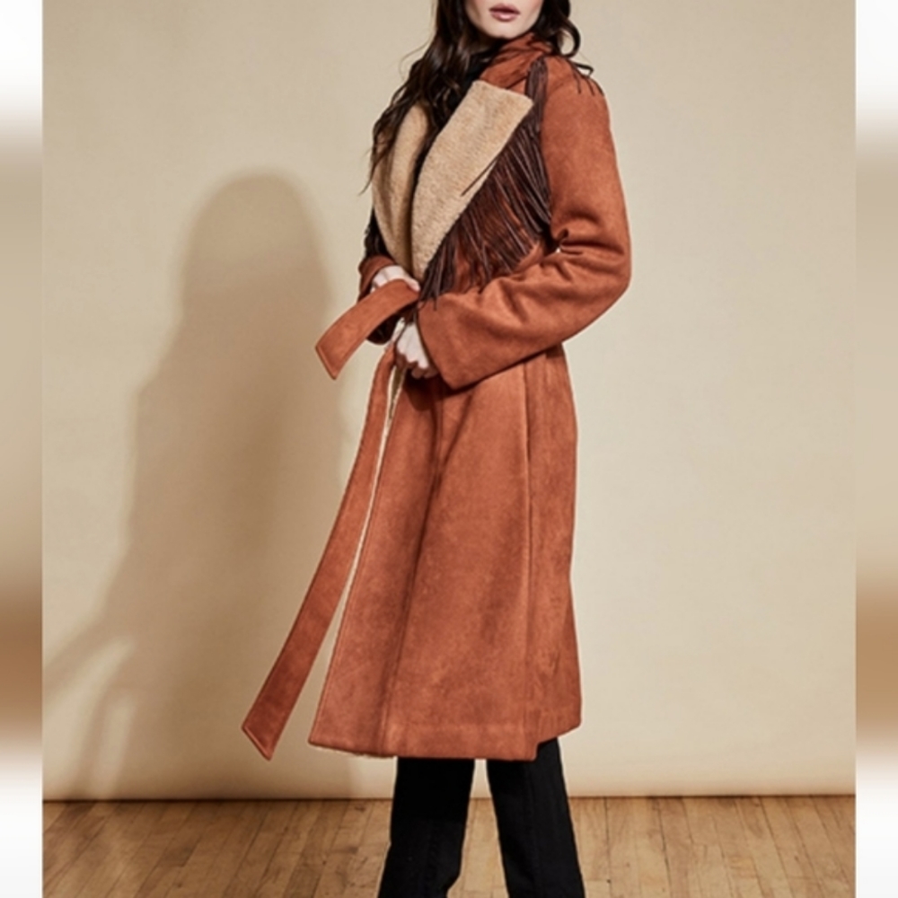 NWT ANTHRO | Hutch Daisy Suede Fringed Coat - Picture 3 of 17